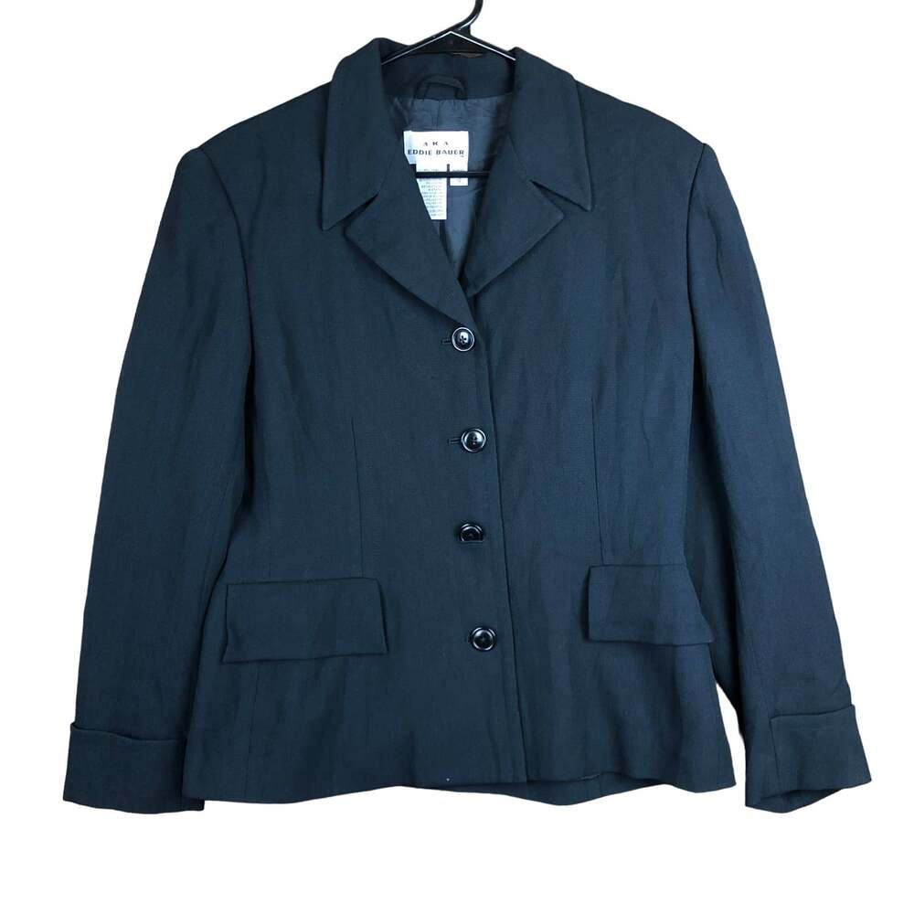 Eddie Bauer Womens Blazer Black Jacket AKA Career Business Workwear Petite 12